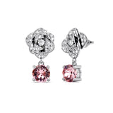 Náušnice Květ růže s růžovým krystalem 